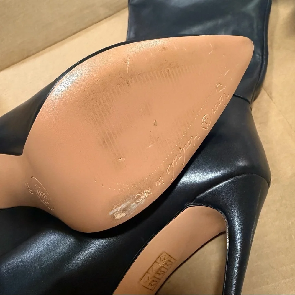 FEMME Los Angeles Mariel Black Leather Boots 2 way high heels knee Revolve 8 - Picture 10 of 12